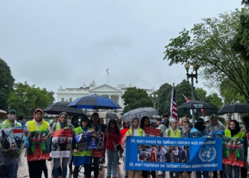 معترضان در آمریکا: به رسمیت شناختن طالبان، حمایت از ناقضان حقوق بشر است